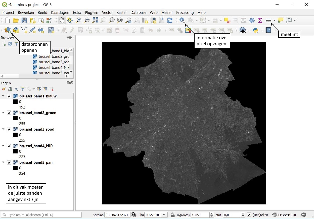 de interface van QGIS